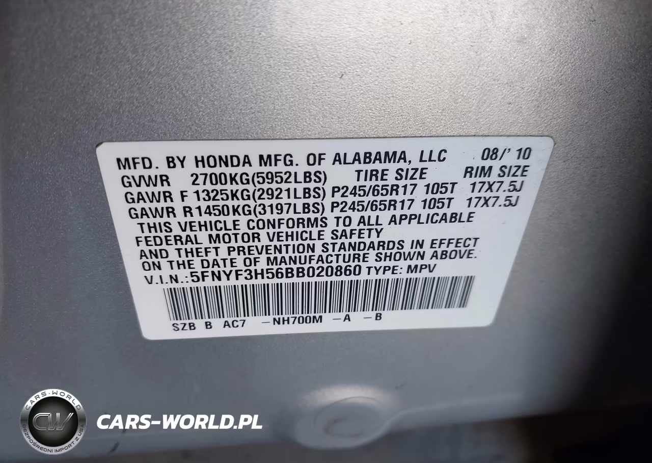 2011 Honda Pilot Ex-L VIN:5FNYF3H56BB020860 - 9