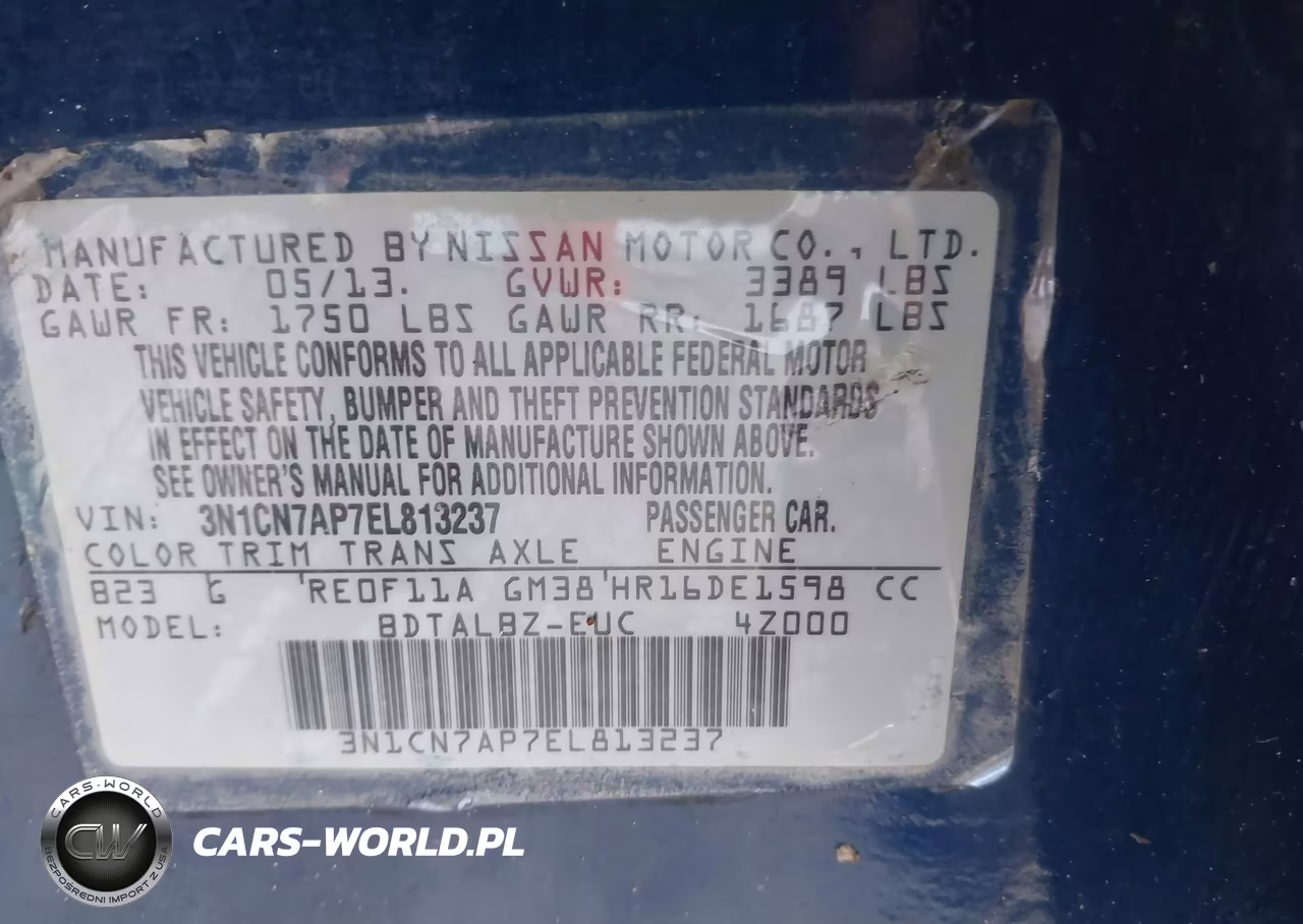 2014 Nissan Versa 1.6 Sv VIN:3N1CN7AP7EL813237 - 9