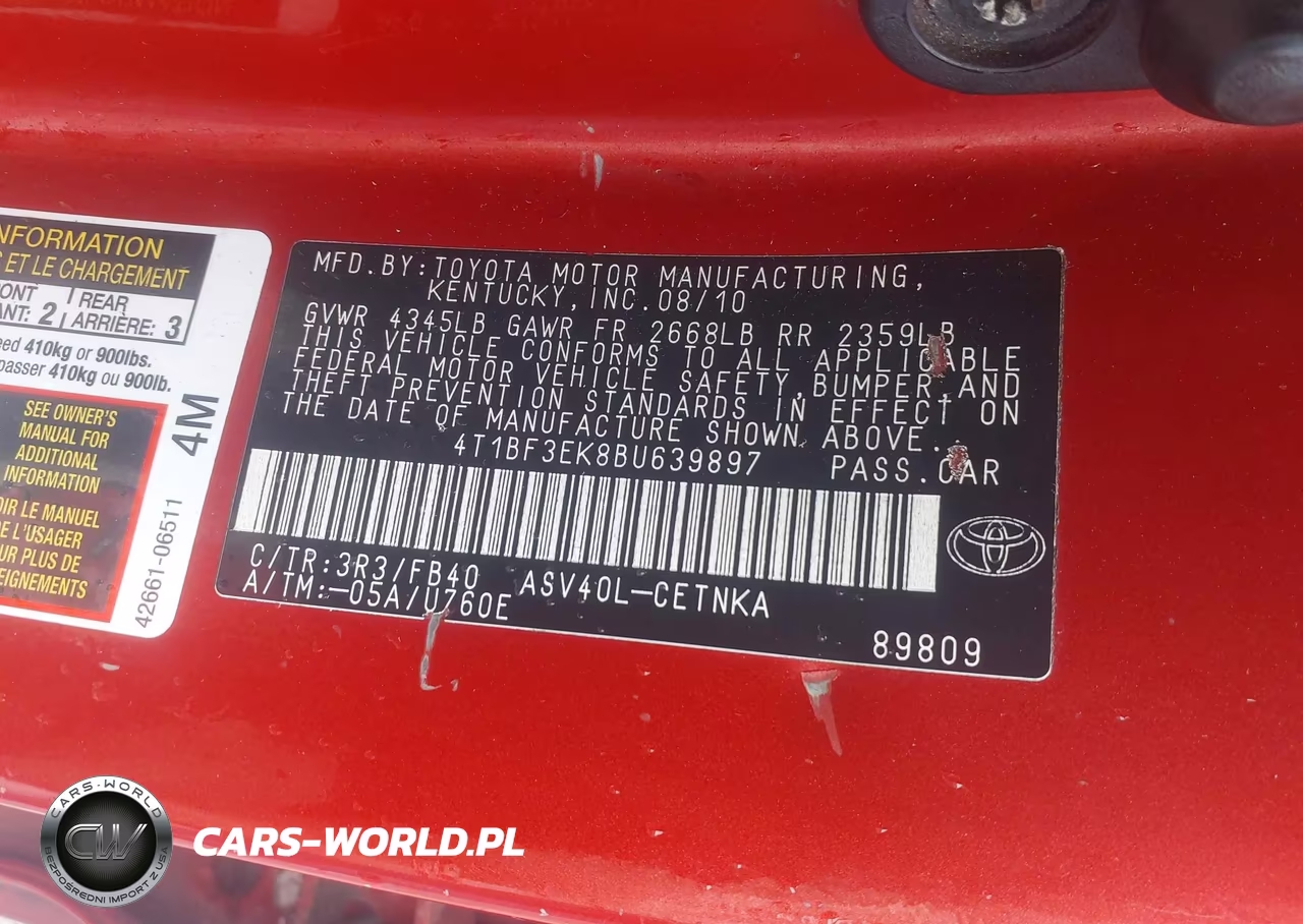 2011 Toyota Camry Le VIN:4T1BF3EK8BU639897 - 9