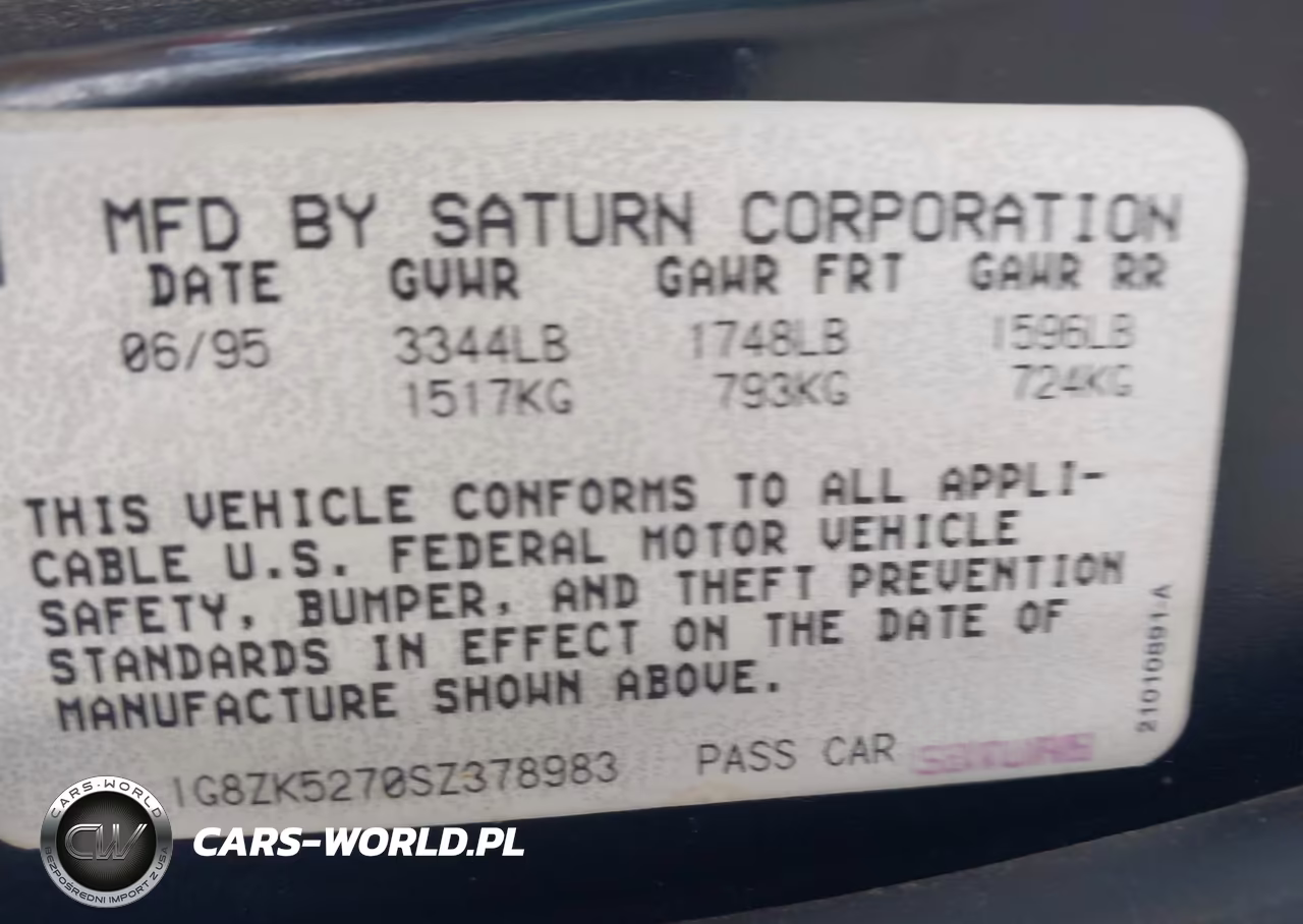 1995 Saturn Sl2 VIN:1G8ZK5270SZ378983 - 9