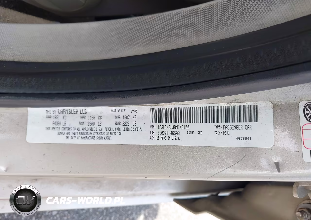 2008 Chrysler Sebring Lx VIN:1C3LC46J38N146150 - 9
