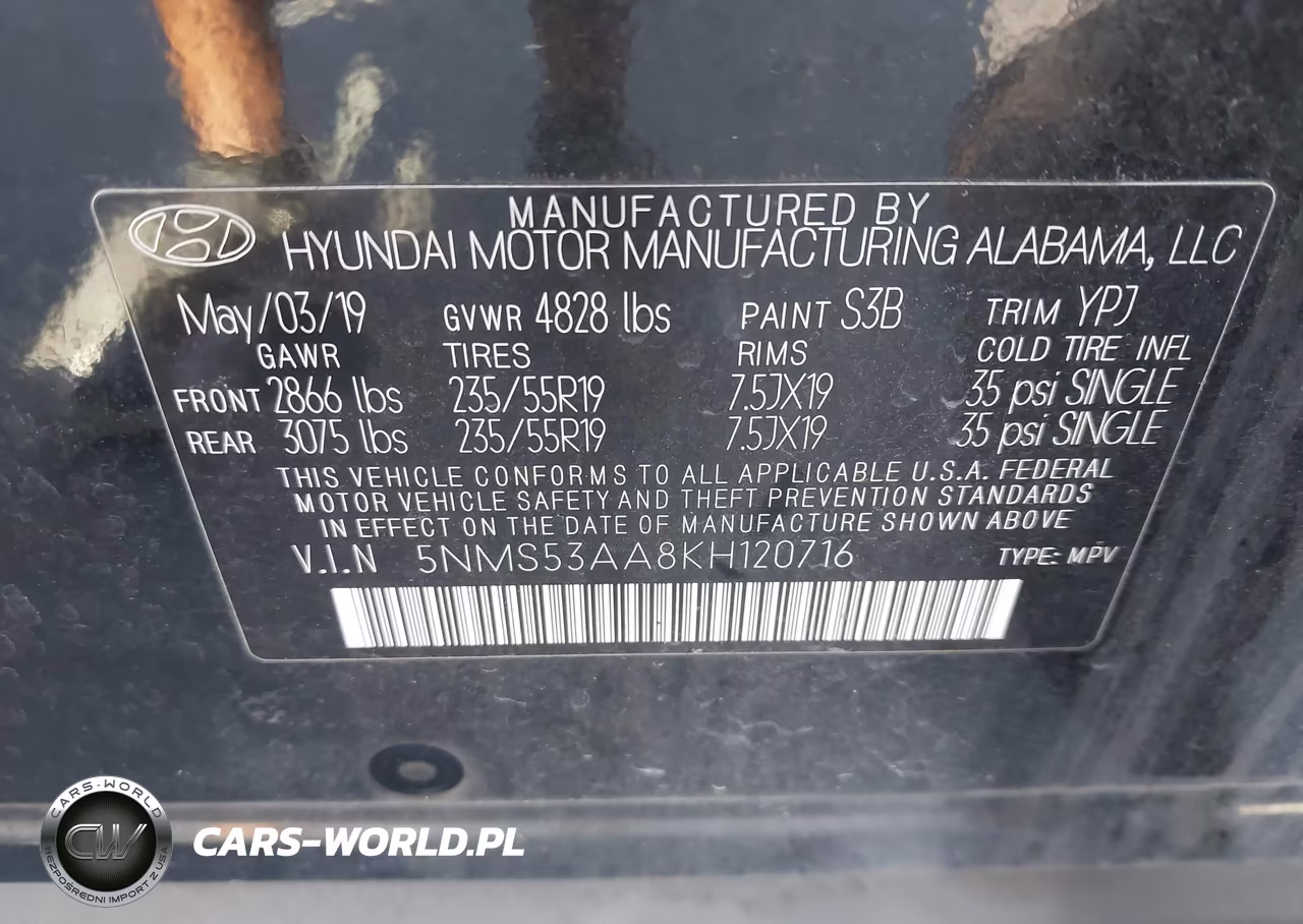 2019 Hyundai Santa Fe Ultimate 2.0T VIN:5NMS53AA8KH120716 - 9