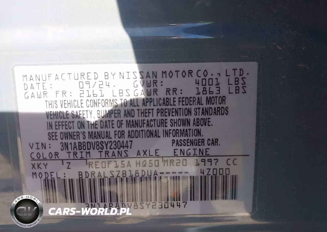2025 Nissan Sentra Sr VIN:3N1AB8DV8SY230447 - 9