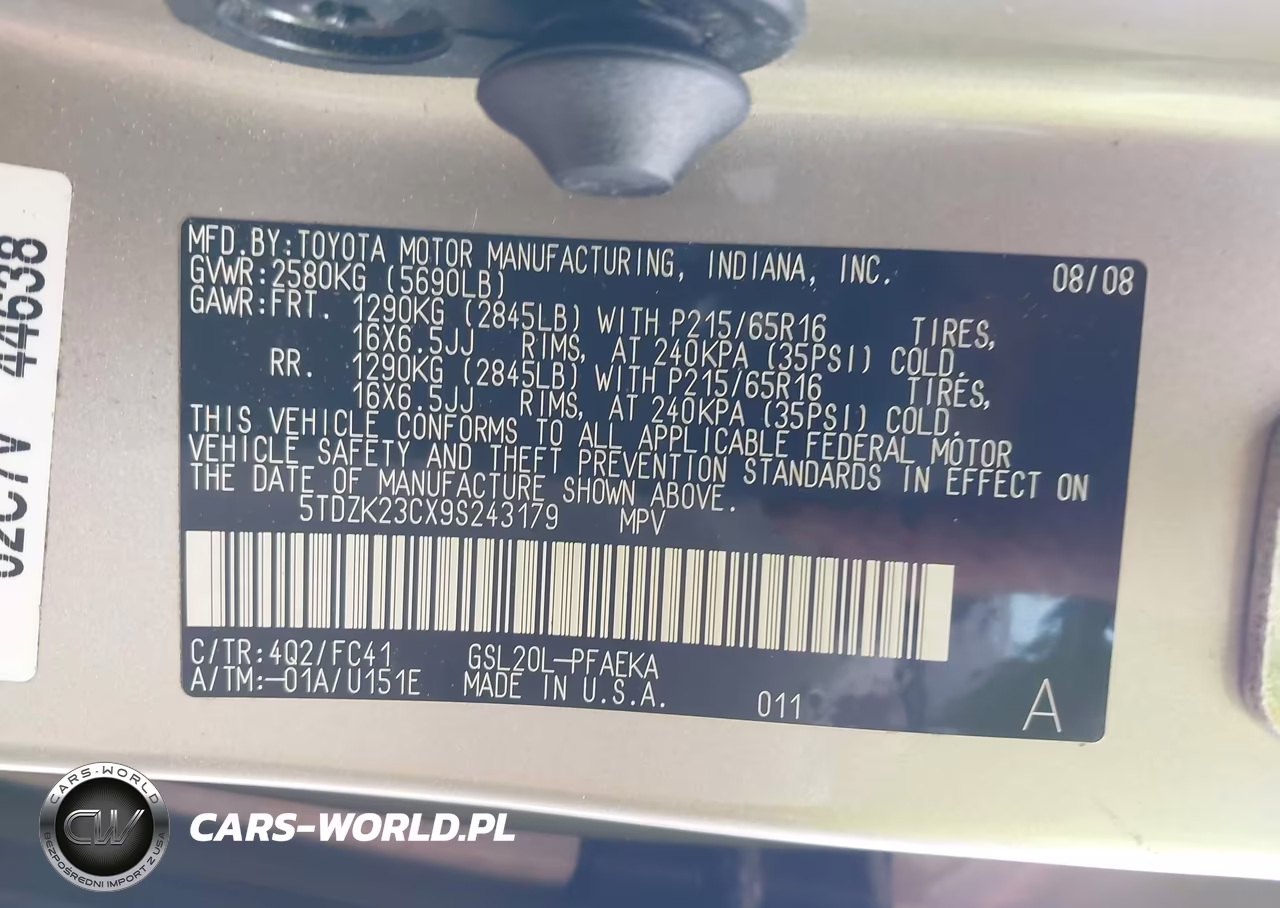 2009 Toyota Sienna Le VIN:5TDZK23CX9S243179 - 9