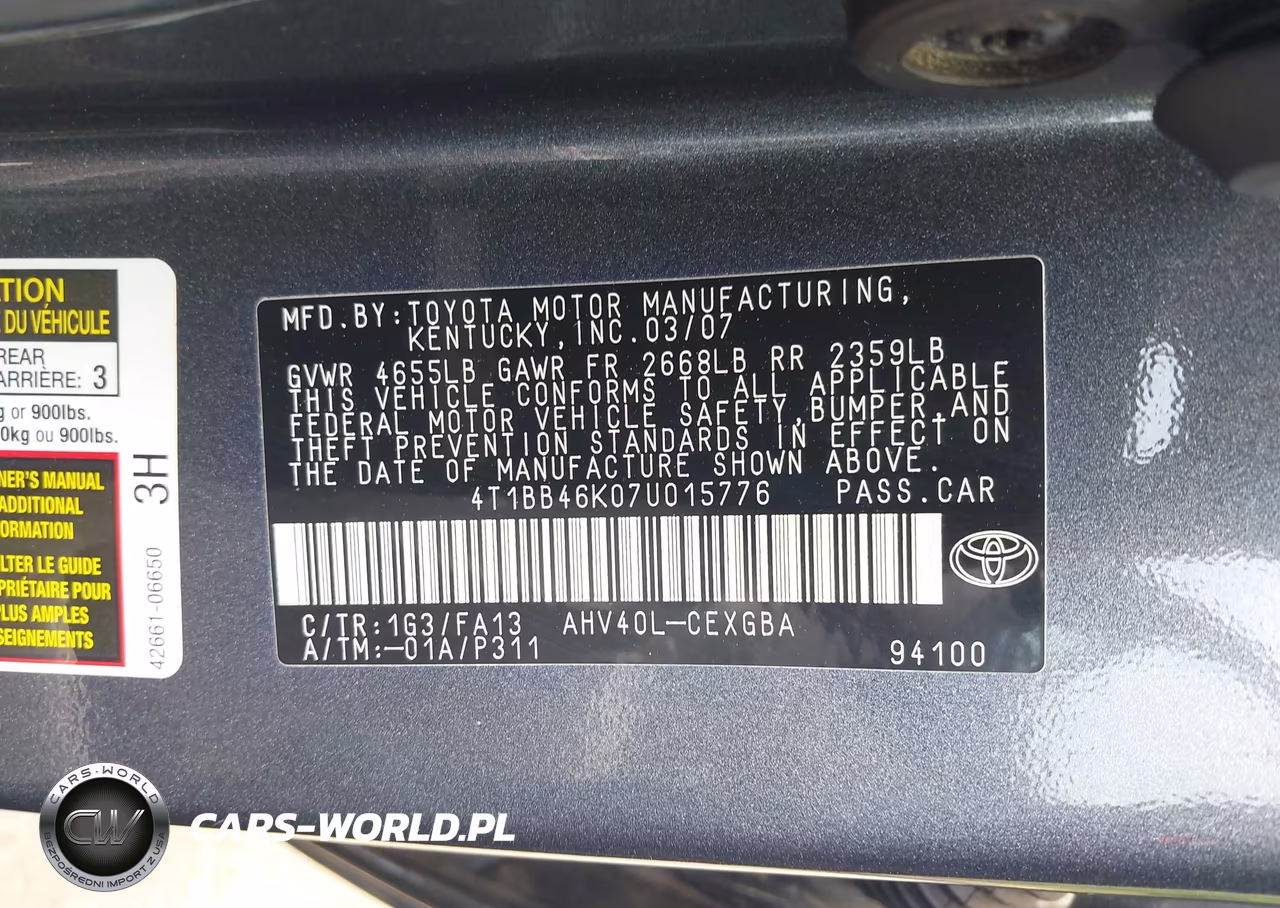 2007 Toyota Camry Hybrid VIN:4T1BB46K07U015776 - 9