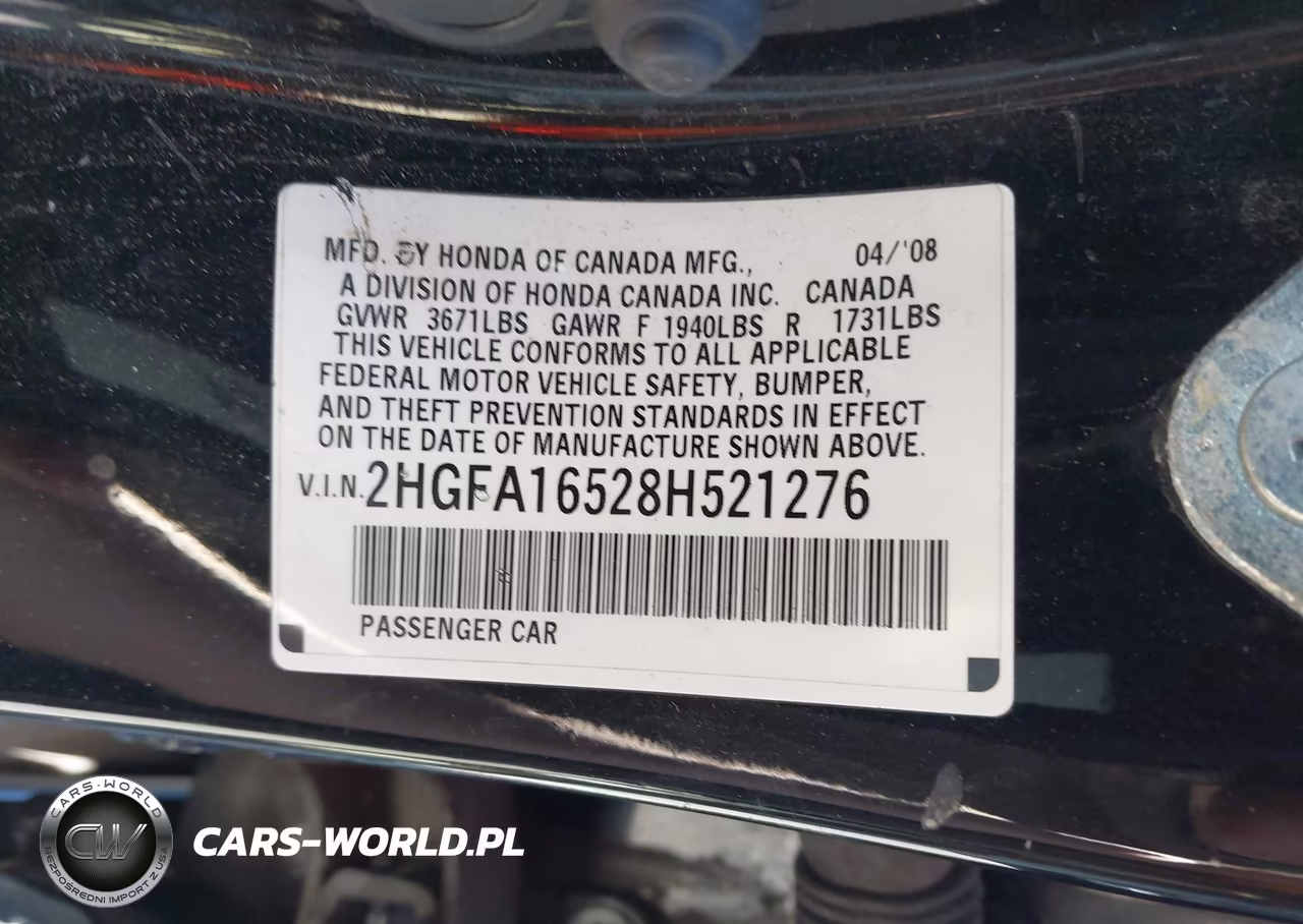 2008 Honda Civic Lx VIN:2HGFA16528H521276 - 9