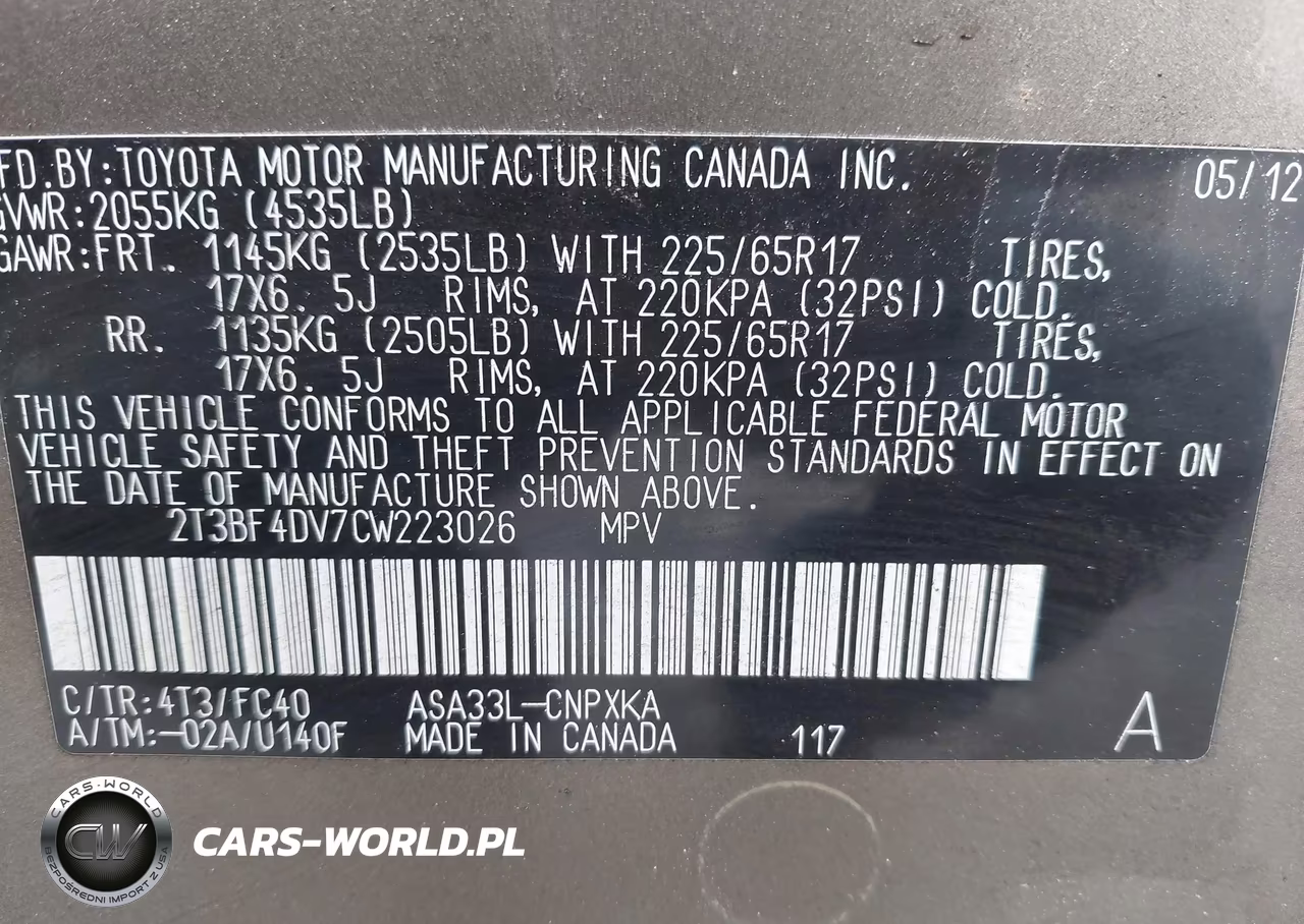 2012 Toyota Rav4 VIN:2T3BF4DV7CW223026 - 9