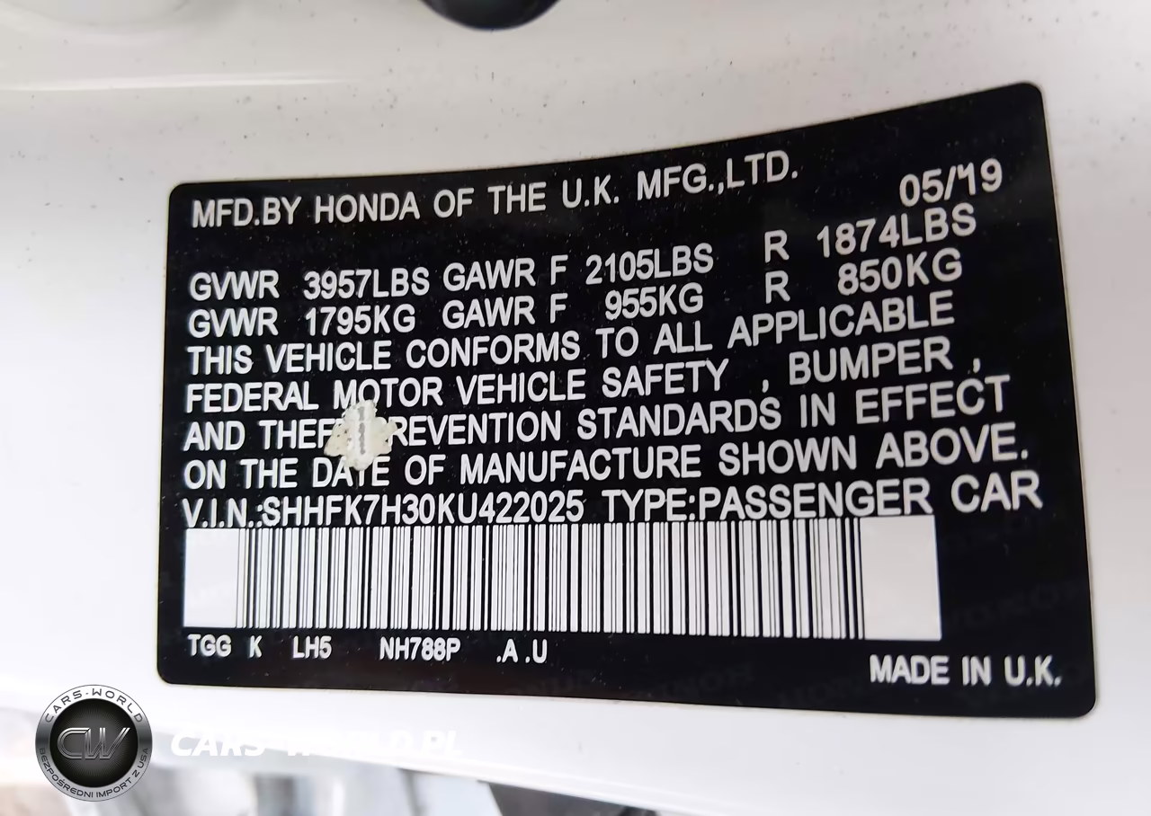 2019 Honda Civic Lx VIN:SHHFK7H30KU422025 - 9