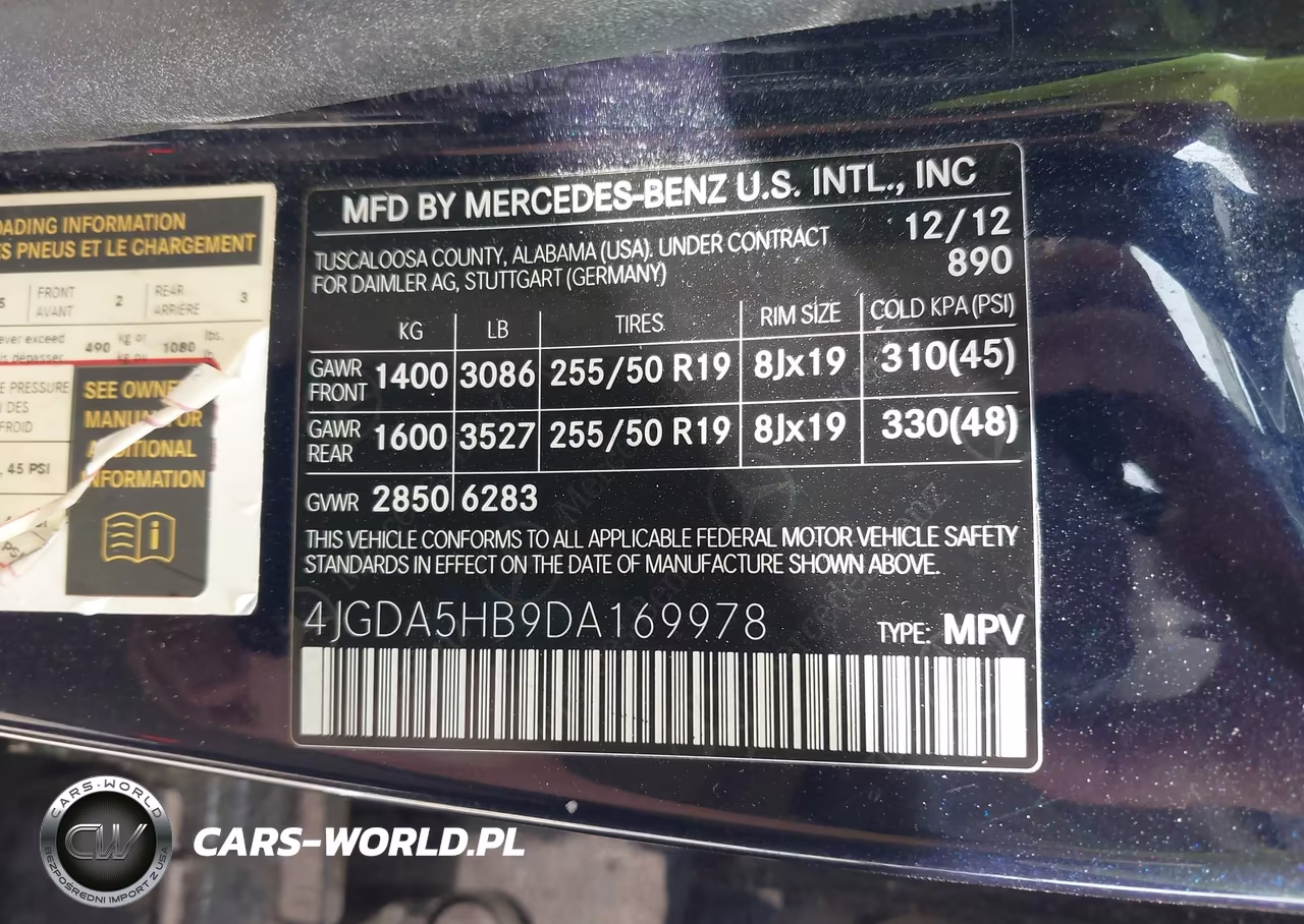 2013 Mercedes-Benz Ml 350 4Matic VIN:4JGDA5HB9DA169978 - 9
