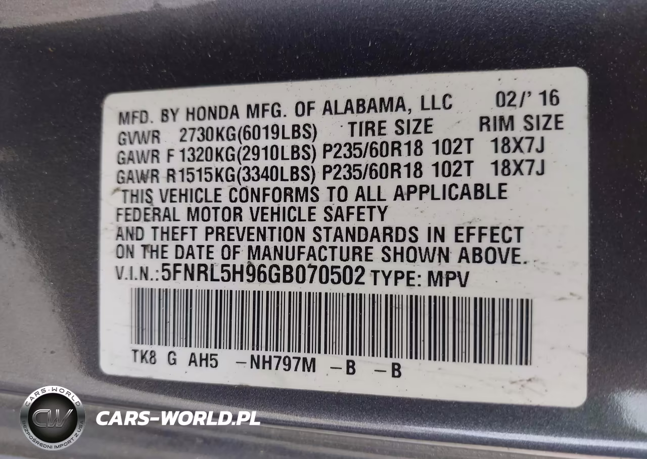 2016 Honda Odyssey Touring-Touring Elite VIN:5FNRL5H96GB070502 - 9