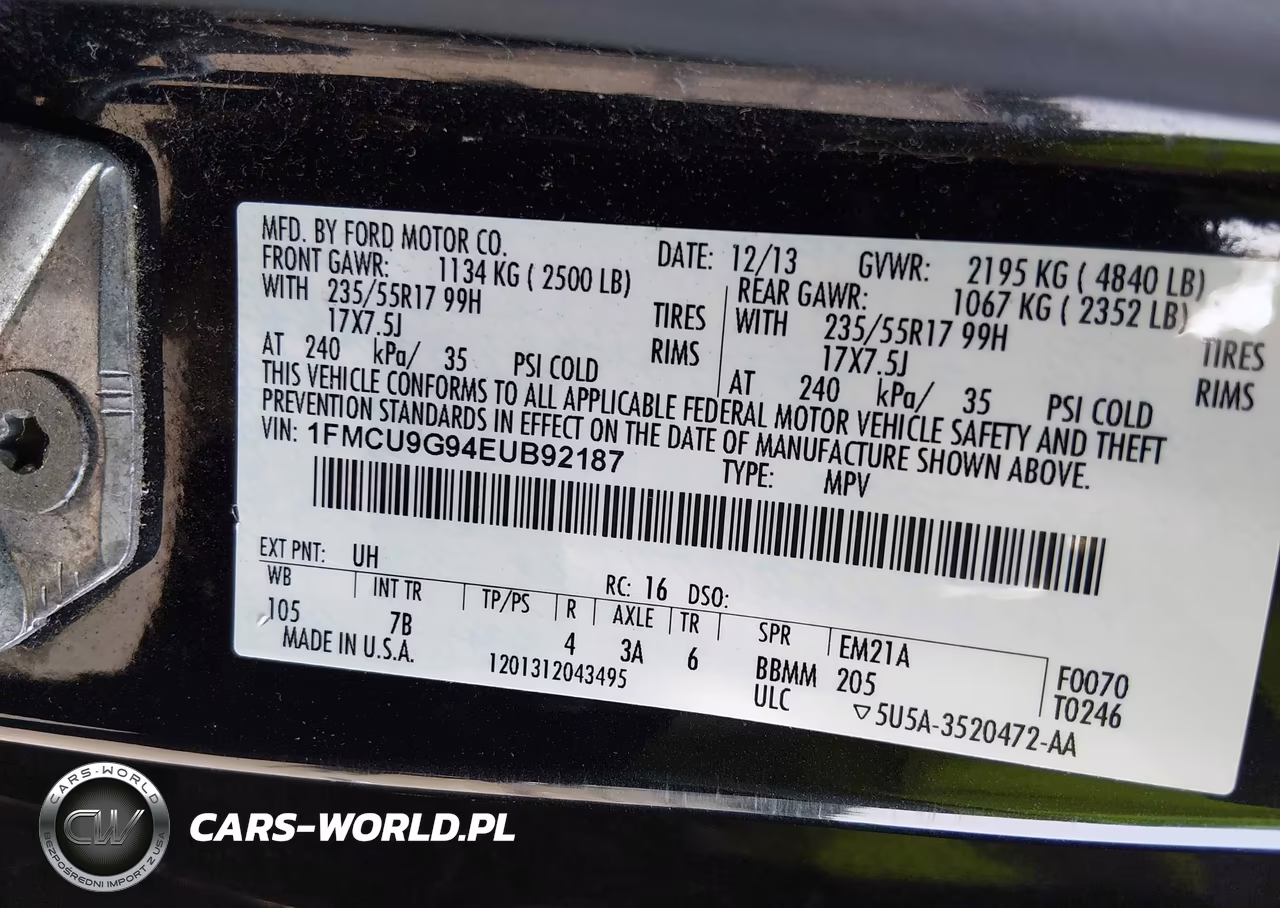 2014 Ford Escape Se VIN:1FMCU9G94EUB92187 - 9