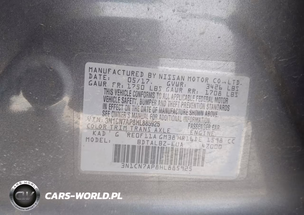 2017 Nissan Versa 1.6 Sv VIN:3N1CN7AP8HL885925 - 9