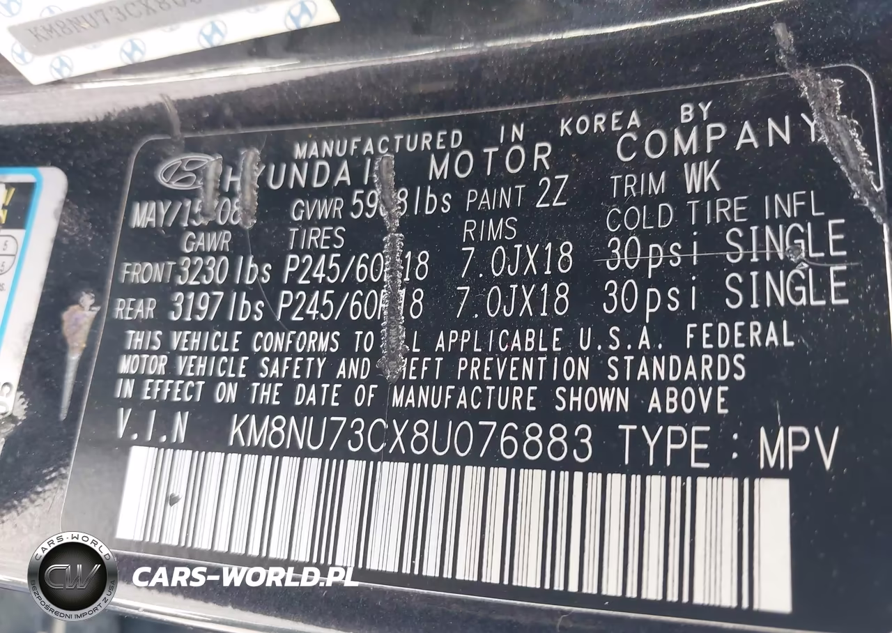 2008 Hyundai Veracruz Gls-Limited-Se VIN:KM8NU73CX8U076883 - 9