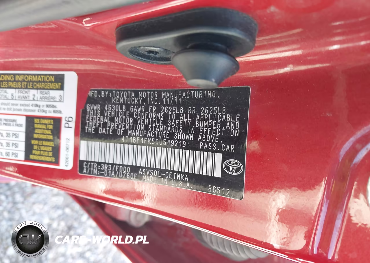 2012 Toyota Camry Le VIN:4T1BF1FK5CU519219 - 9
