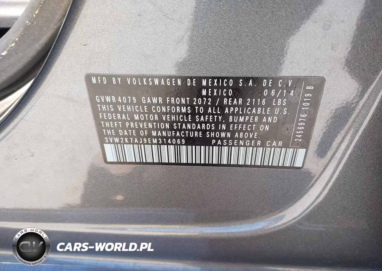 2014 Volkswagen Jetta 2.0L S VIN:3VW2K7AJ9EM314069 - 9