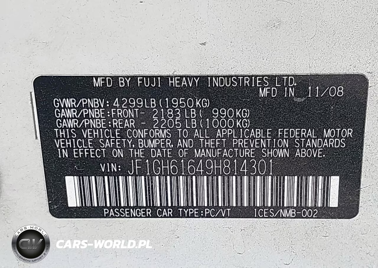 2009 Subaru Impreza 2.5I VIN:JF1GH61649H814301 - 9