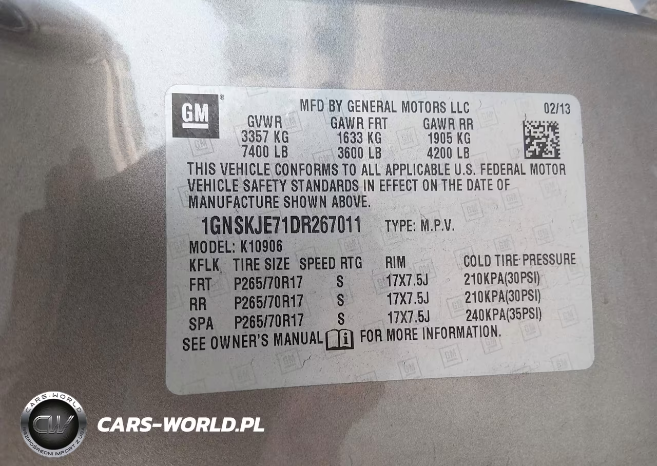 2013 Chevrolet Suburban Lt VIN:1GNSKJE71DR267011 - 9