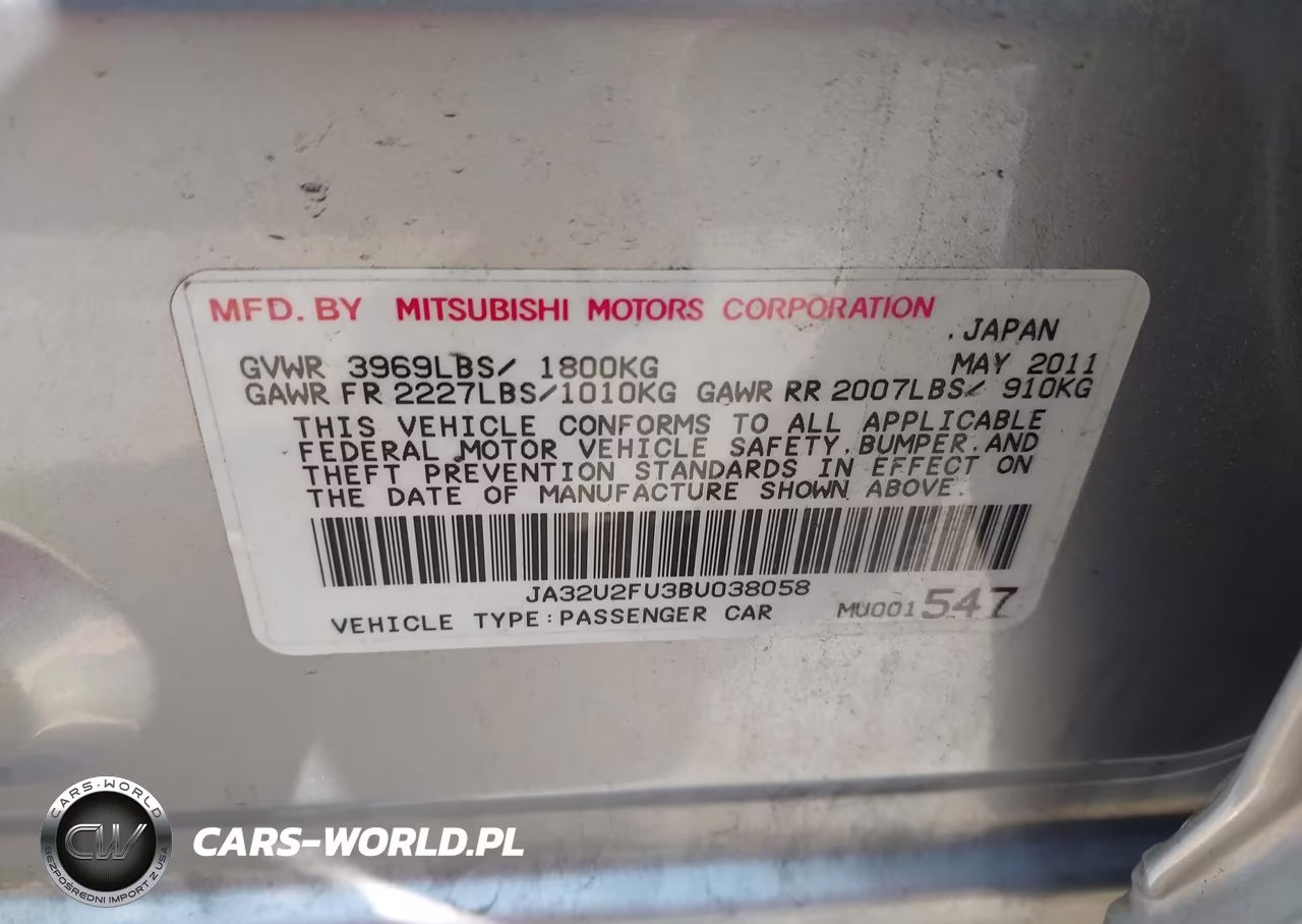 2011 Mitsubishi Lancer Es VIN:JA32U2FU3BU038058 - 9
