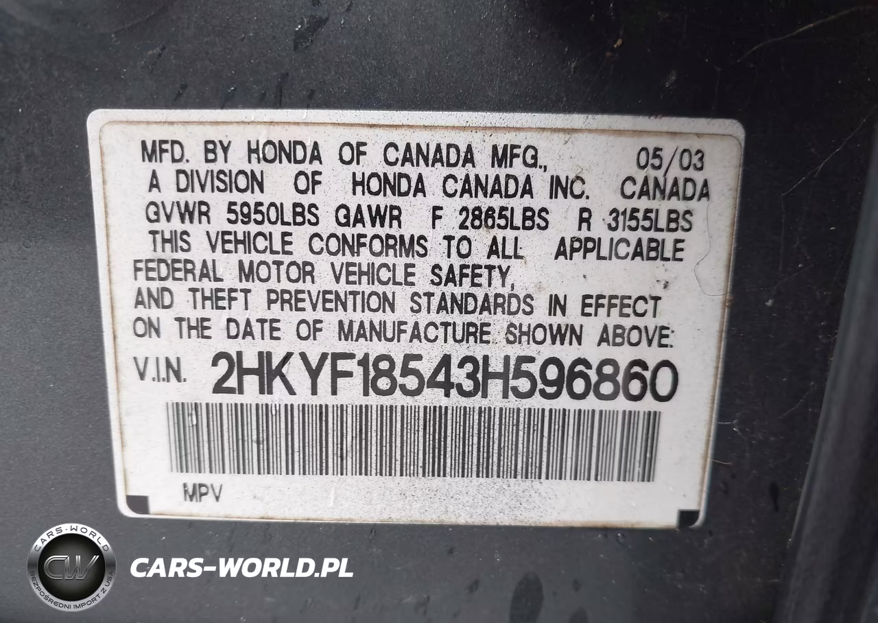 2003 Honda Pilot Ex-L VIN:2HKYF18543H596860 - 9