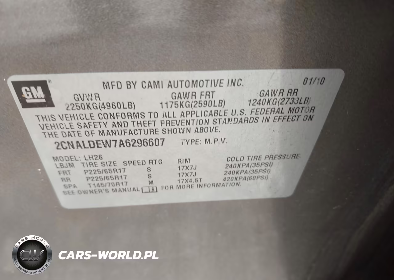 2010 Chevrolet Equinox Lt VIN:2CNALDEW7A6296607 - 9