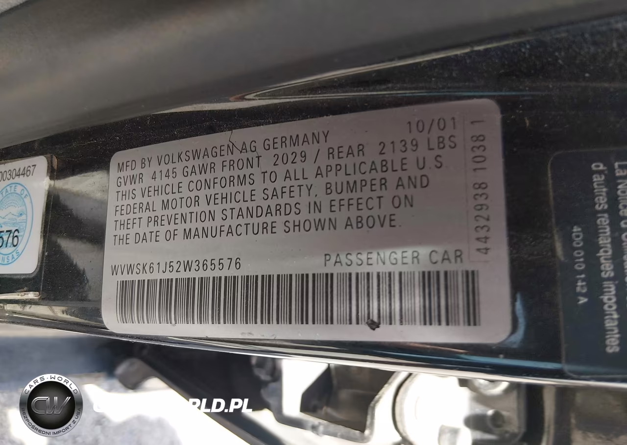 2002 Volkswagen Jetta Gls 2.0L VIN:WVWSK61J52W365576 - 9