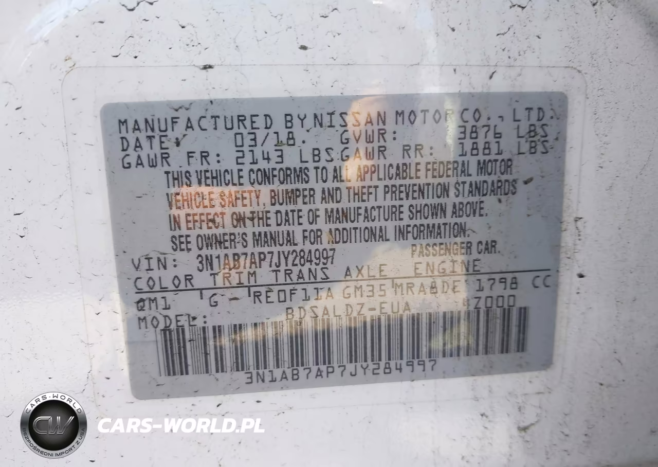 2018 Nissan Sentra Sv VIN:3N1AB7AP7JY284997 - 9