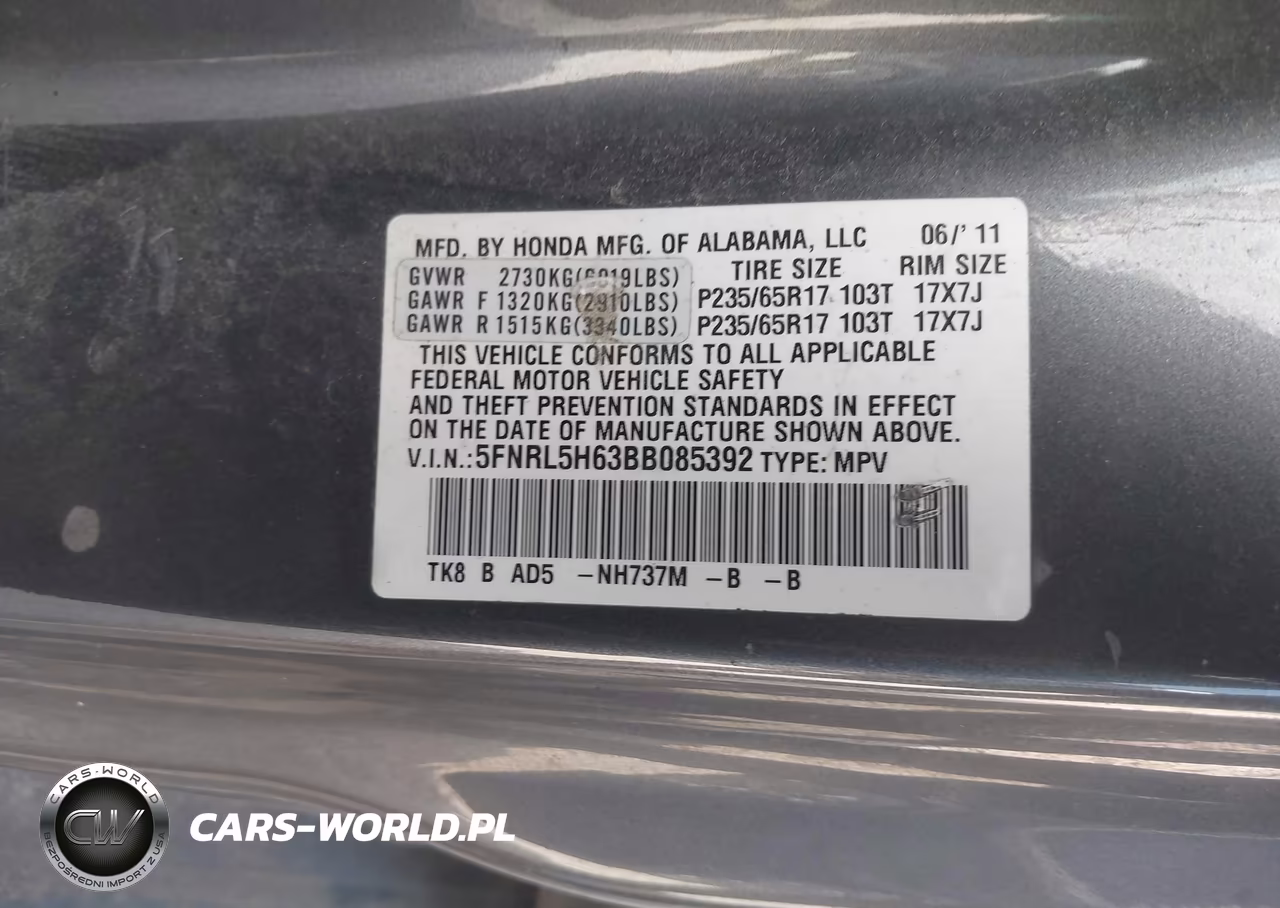 2011 Honda Odyssey Ex-L VIN:5FNRL5H63BB085392 - 9