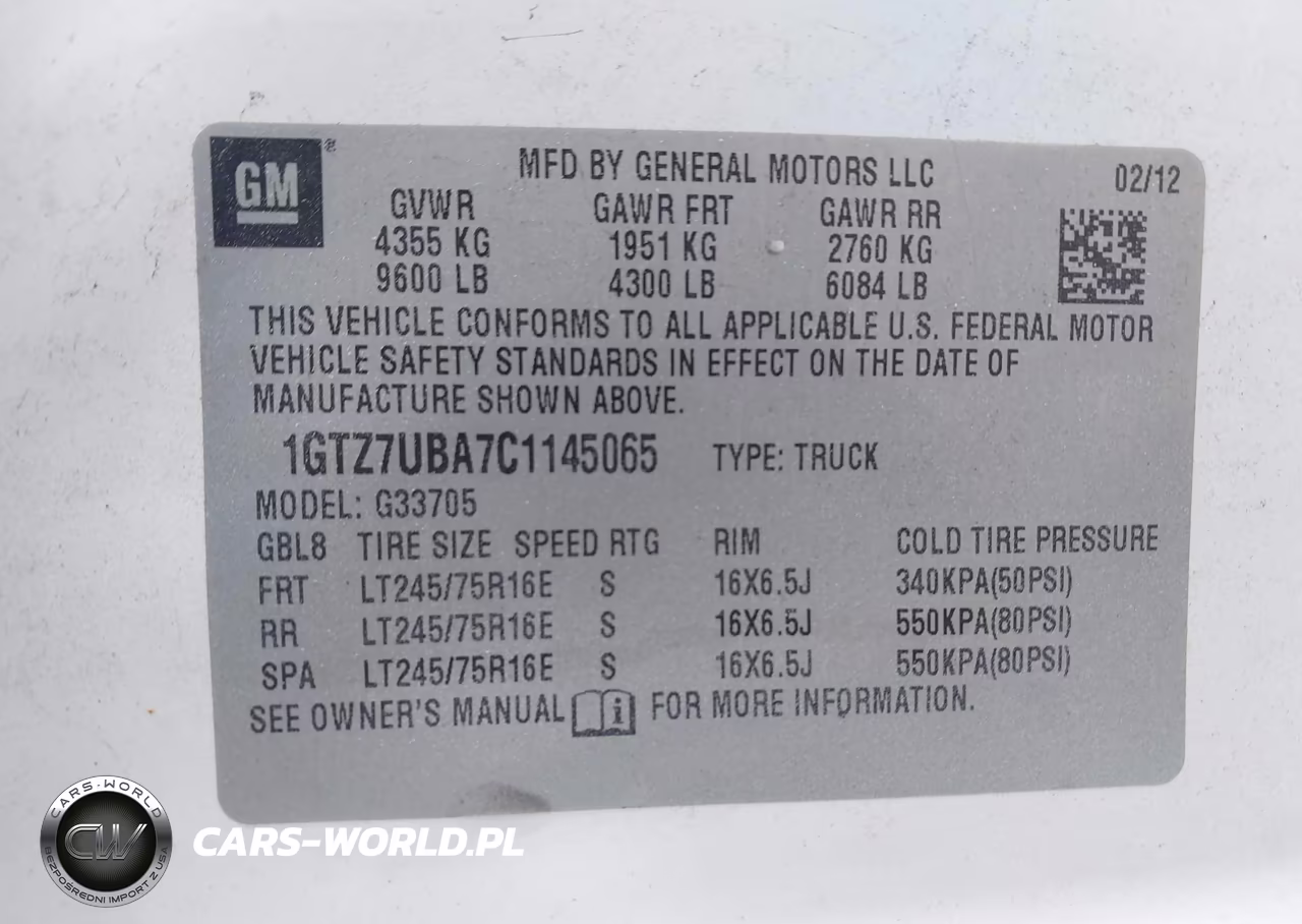 2012 GMC Savana 3500 Work Van VIN:1GTZ7UBA7C1145065 - 9