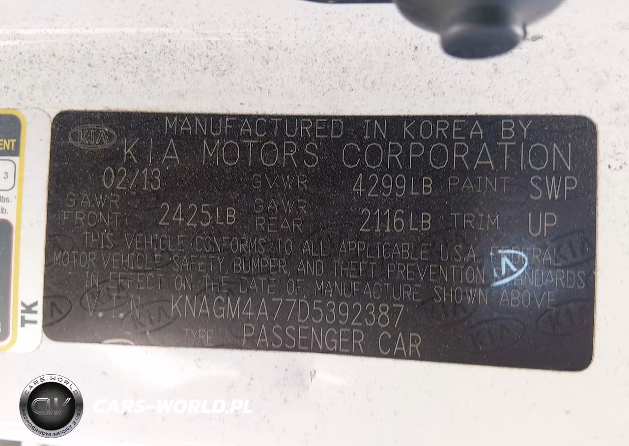 2013 Kia Optima Lx VIN:KNAGM4A77D5392387 - 9