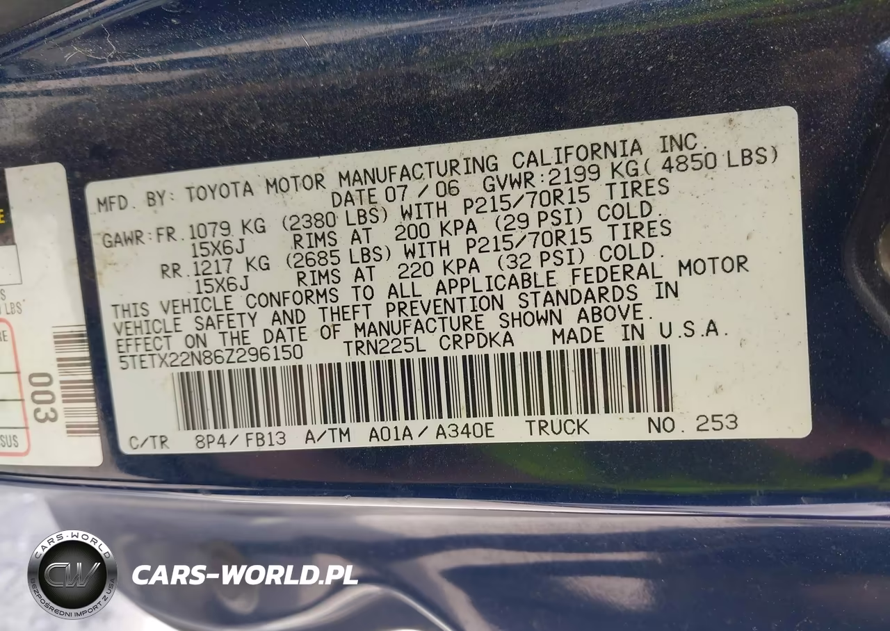 2006 Toyota Tacoma VIN:5TETX22N86Z296150 - 9