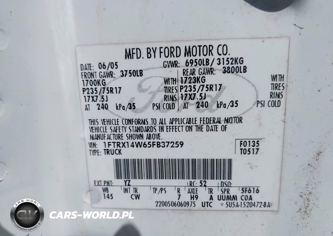2005 Ford F-150 Stx-Xl-Xlt VIN:1FTRX14W65FB37259 - 9