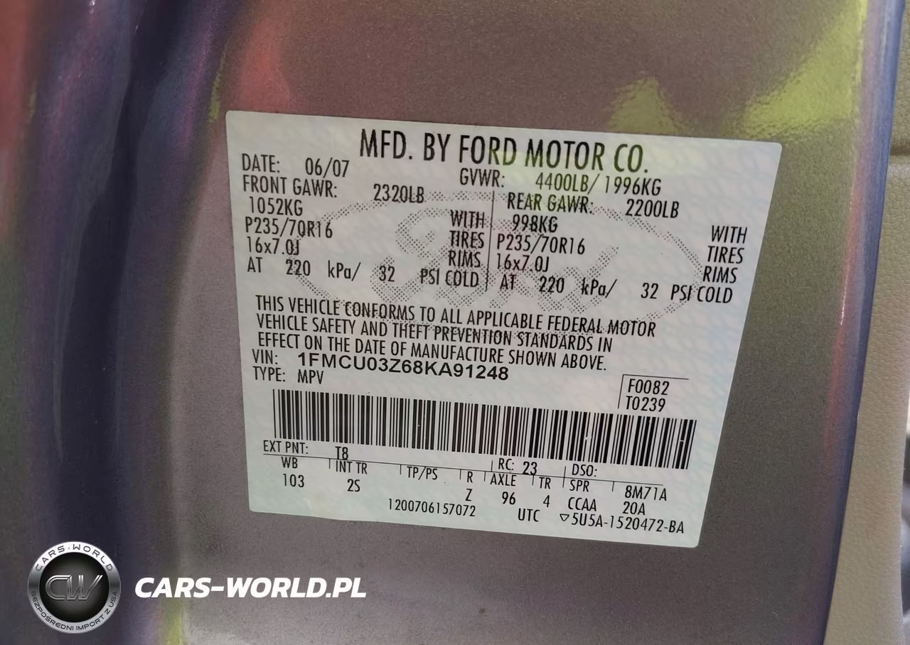 2008 Ford Escape Xlt VIN:1FMCU03Z68KA91248 - 9