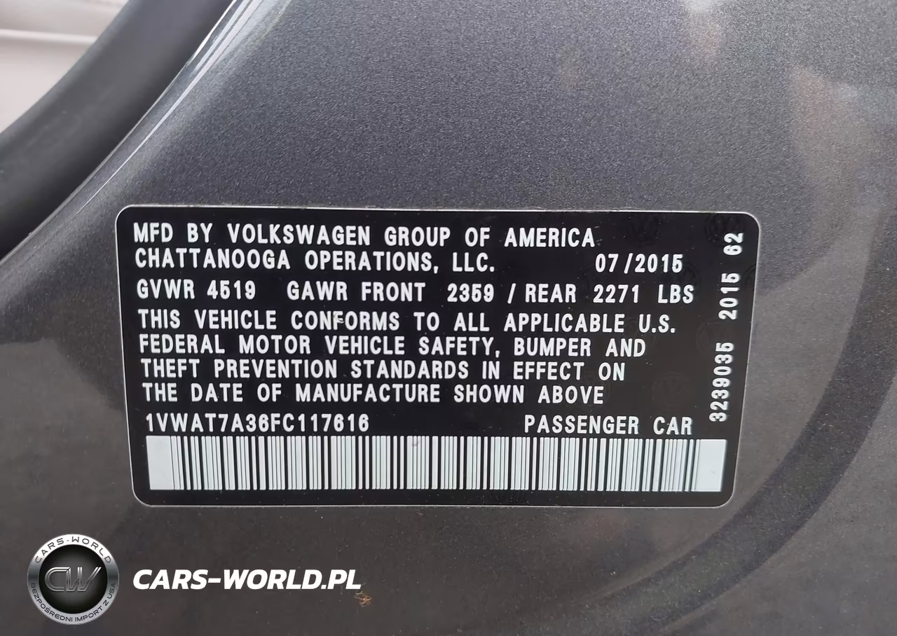 2015 Volkswagen Passat 1.8T Limited Edition VIN:1VWAT7A36FC117616 - 9