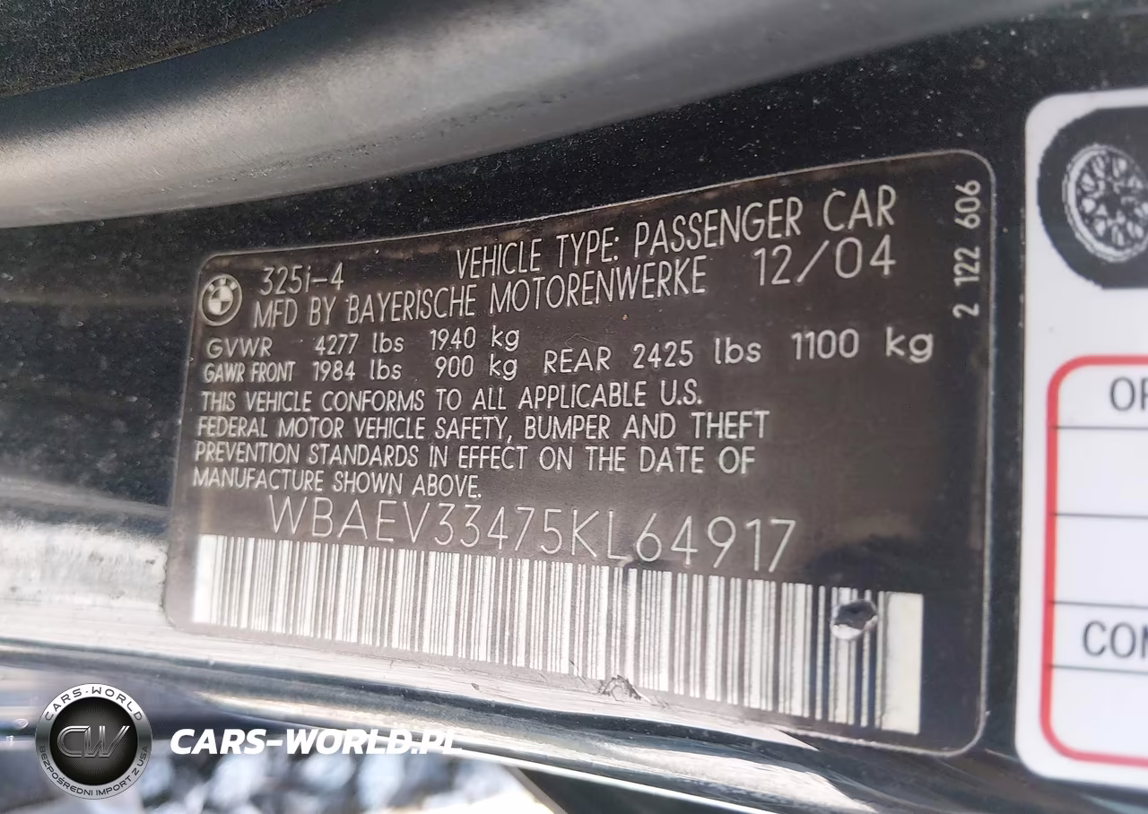 2005 BMW 325I VIN:WBAEV33475KL64917 - 9