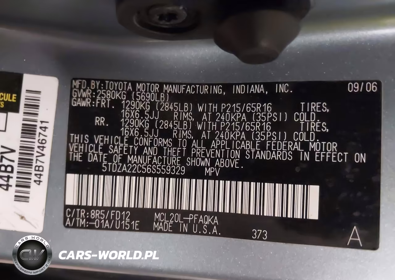 2006 Toyota Sienna Xle VIN:5TDZA22C56S559329 - 9