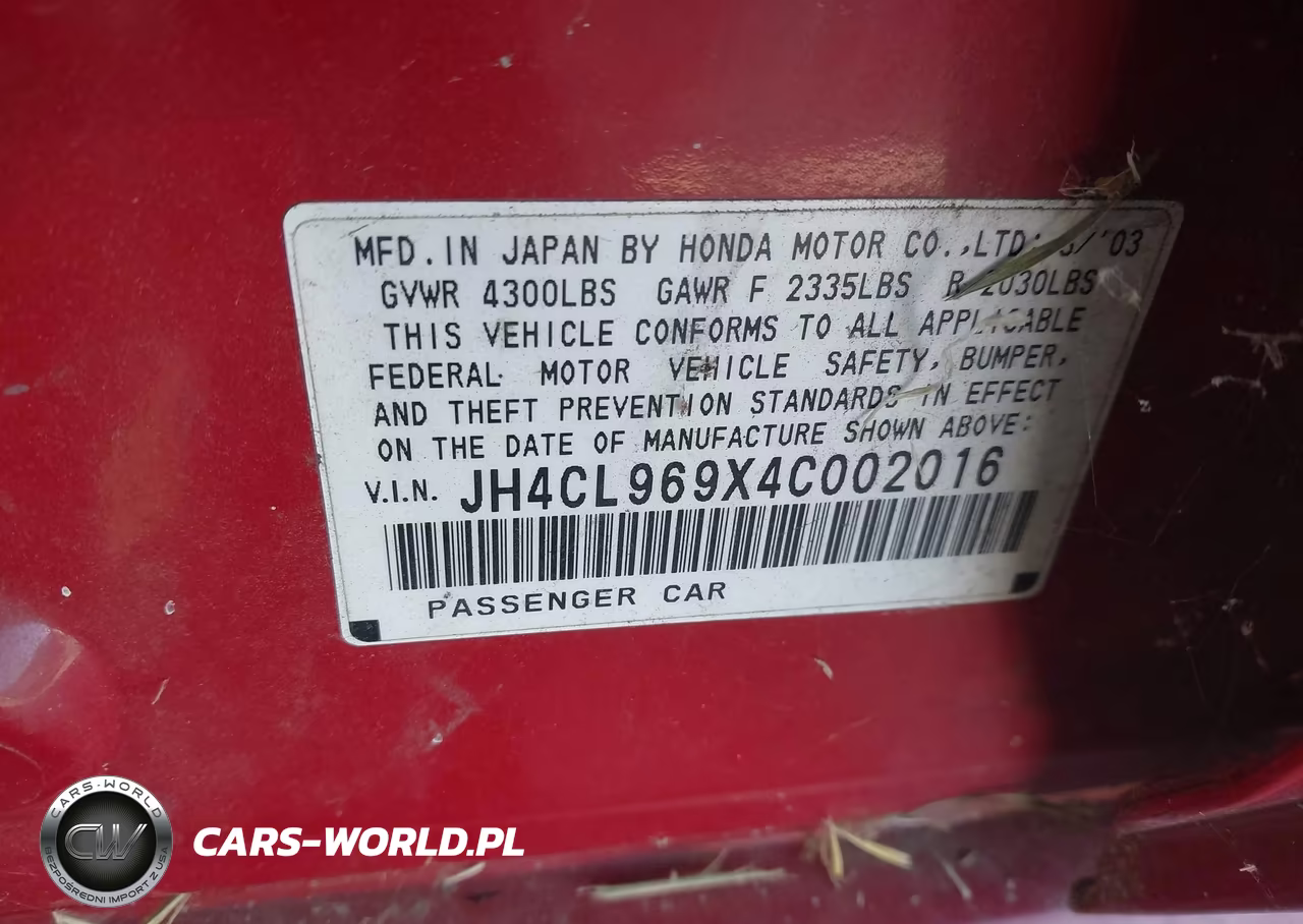 2004 Acura Tsx VIN:JH4CL969X4C002016 - 9