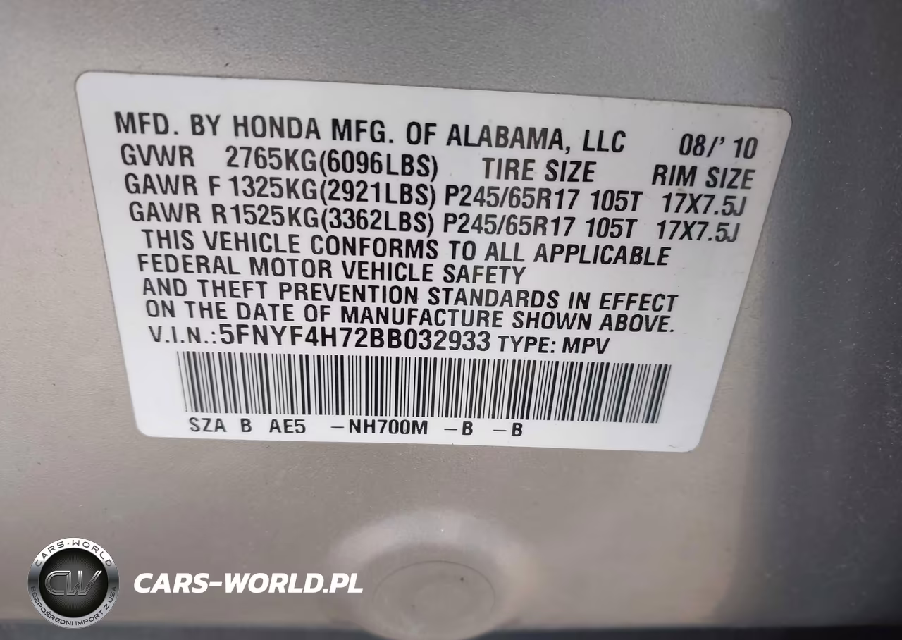 2011 Honda Pilot Ex-L VIN:5FNYF4H72BB032933 - 9