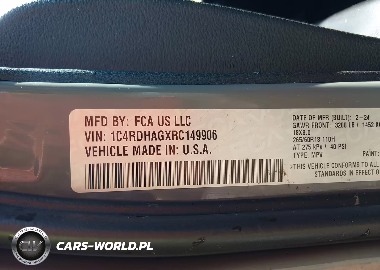 2024 Dodge Durango Sxt Plus Rwd VIN:1C4RDHAGXRC149906 - 9