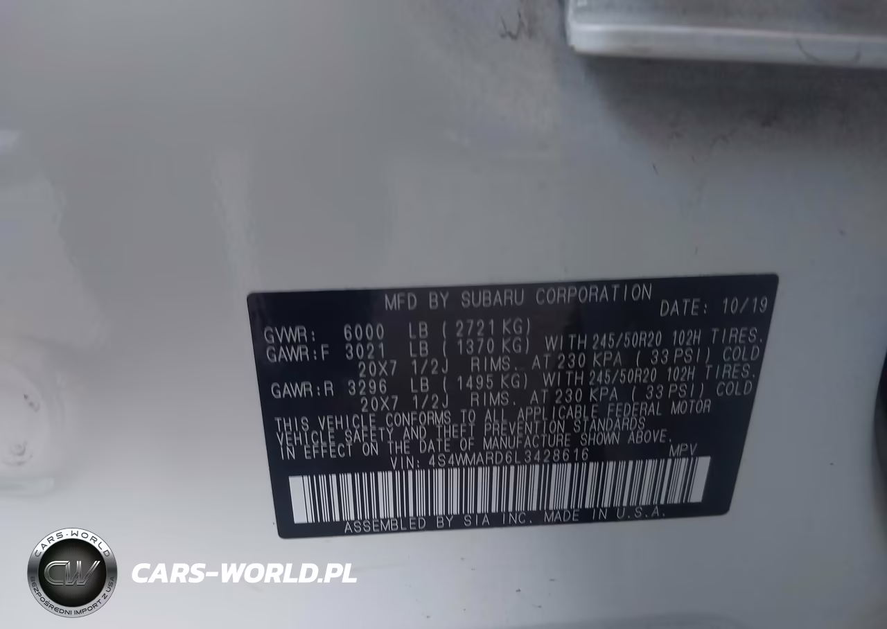 2020 Subaru Ascent Touring VIN:4S4WMARD6L3428616 - 9