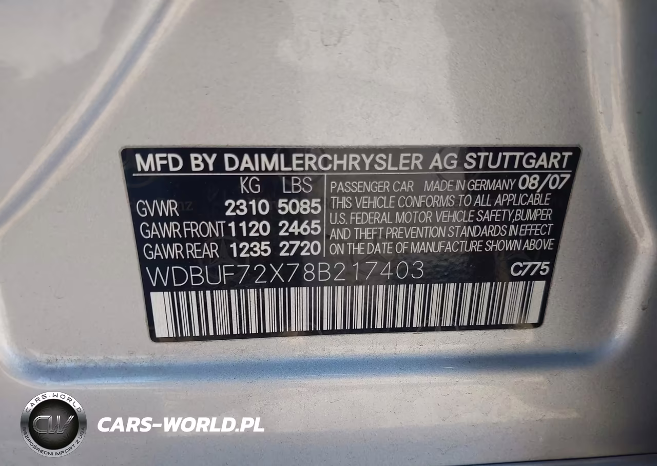 2008 Mercedes-Benz E 550 VIN:WDBUF72X78B217403 - 9