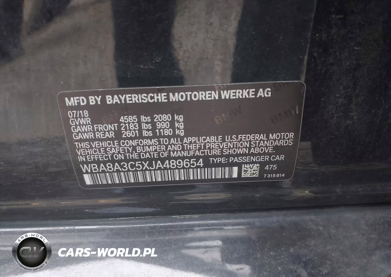 2018 BMW 320I xDrive VIN:WBA8A3C5XJA489654 - 9