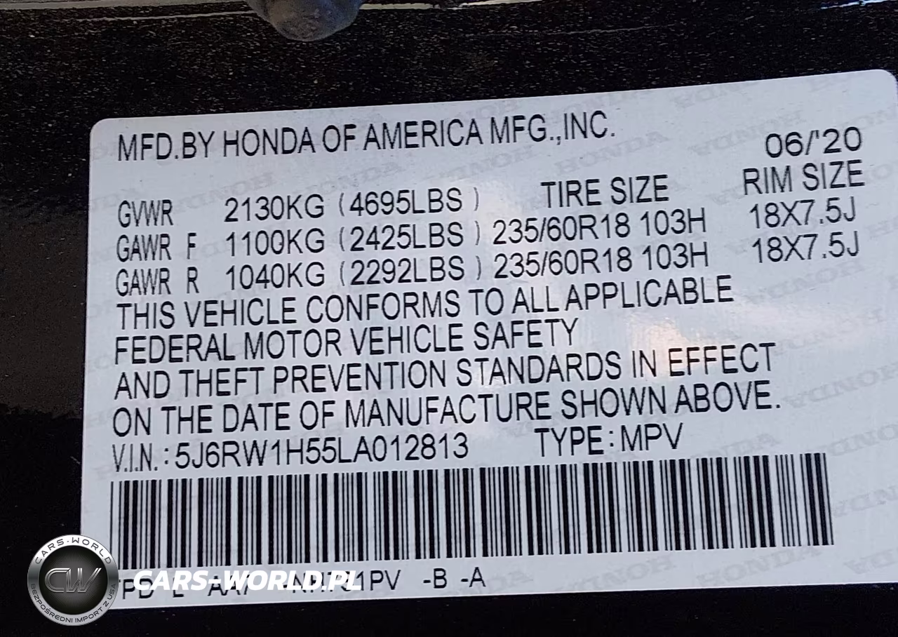 2020 Honda Cr-V 2Wd Ex VIN:5J6RW1H55LA012813 - 9