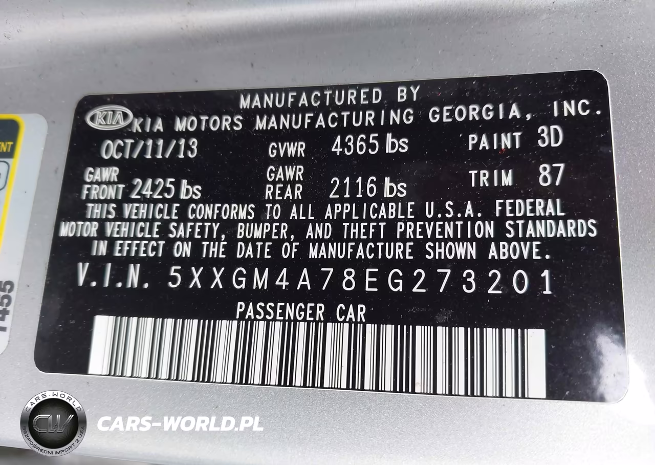 2014 Kia Optima Lx VIN:5XXGM4A78EG273201 - 9