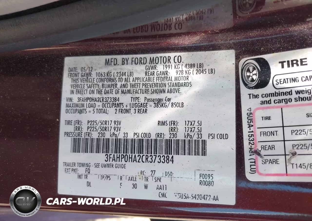 2012 Ford Fusion Se VIN:3FAHP0HA2CR373384 - 9