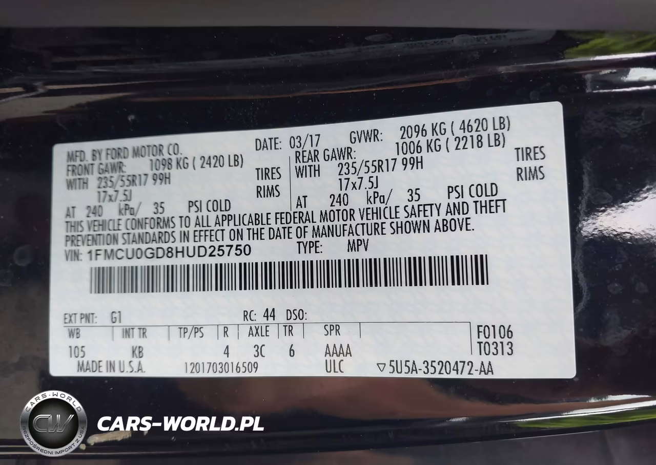 2017 Ford Escape Se VIN:1FMCU0GD8HUD25750 - 9