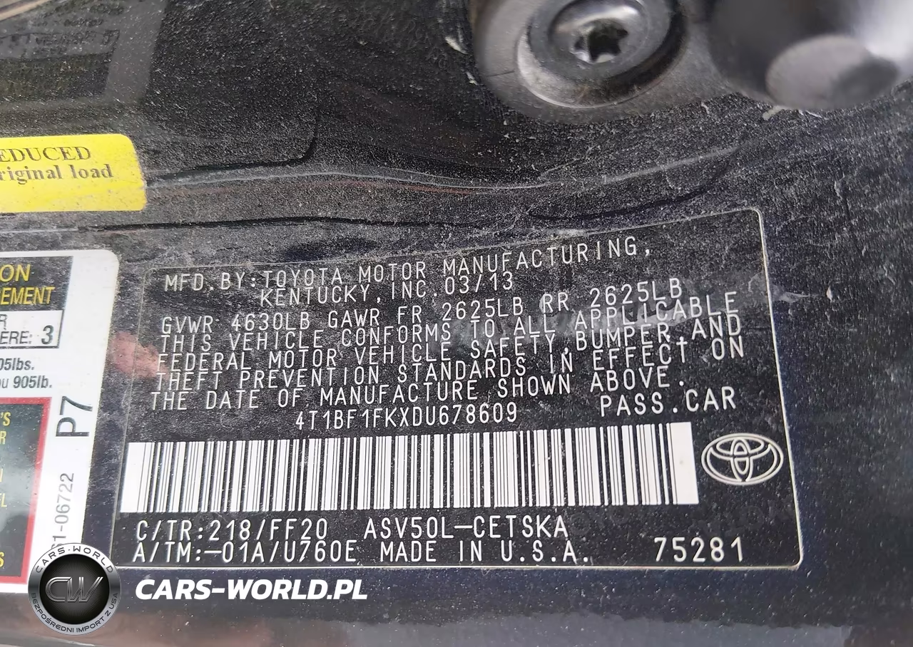 2013 Toyota Camry Se VIN:4T1BF1FKXDU678609 - 9