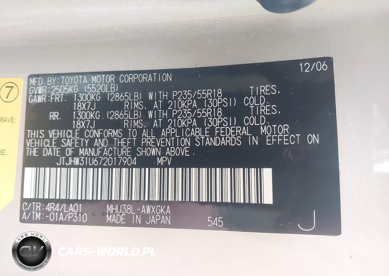 2007 Lexus Rx 400H VIN:JTJHW31U672017904 - 9