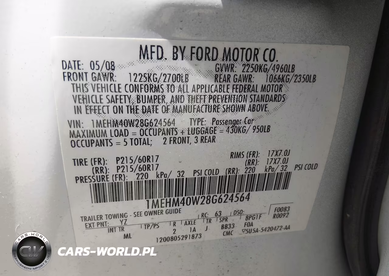 2008 Mercury Sable VIN:1MEHM40W28G624564 - 9