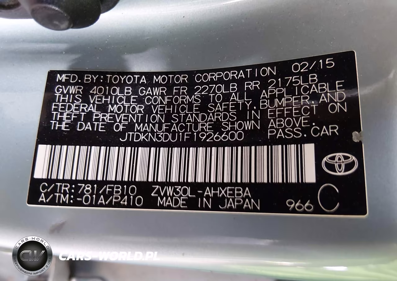 2015 Toyota Prius Two VIN:JTDKN3DU1F1926600 - 9