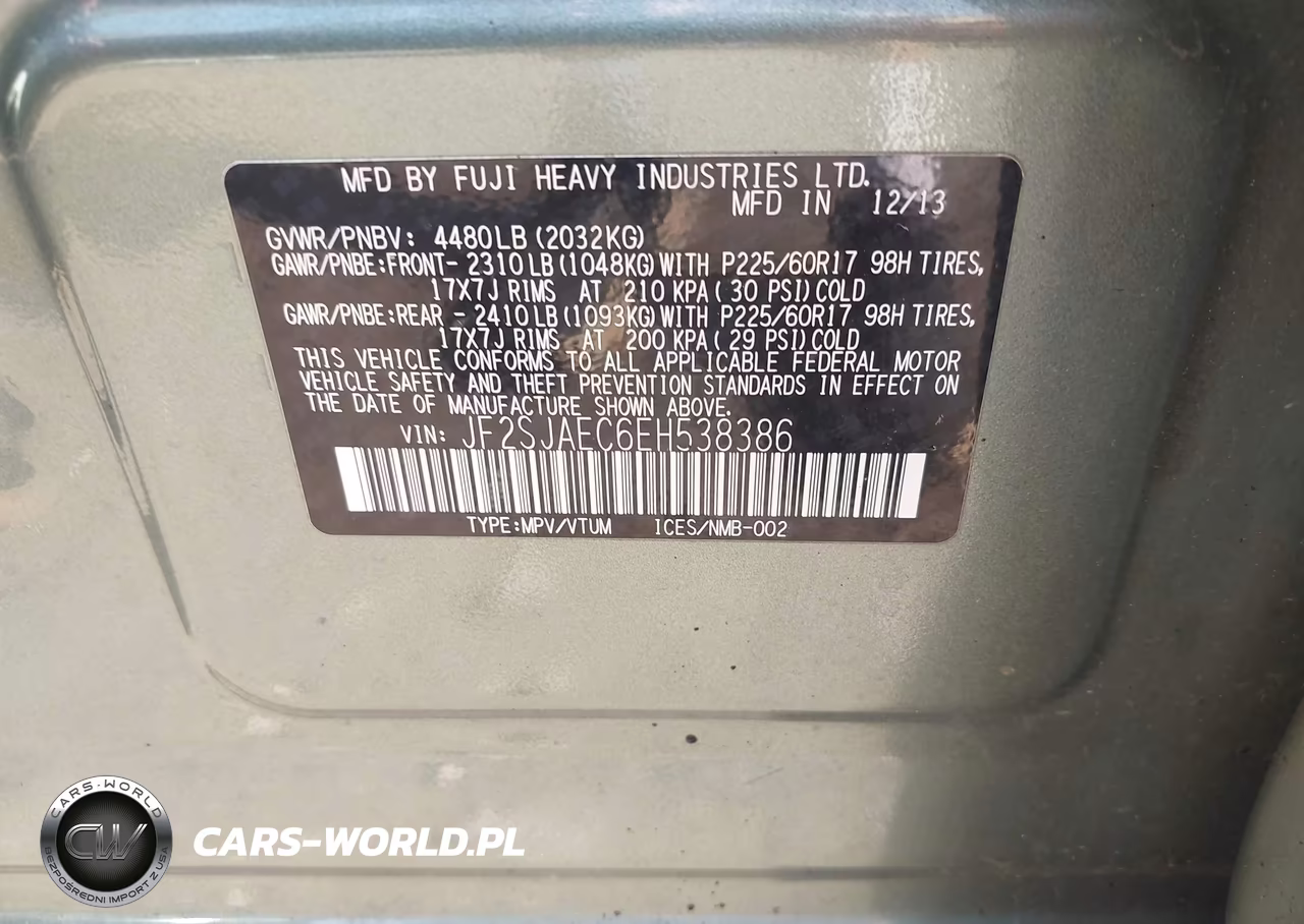2014 Subaru Forester 2.5I Premium VIN:JF2SJAEC6EH538386 - 9